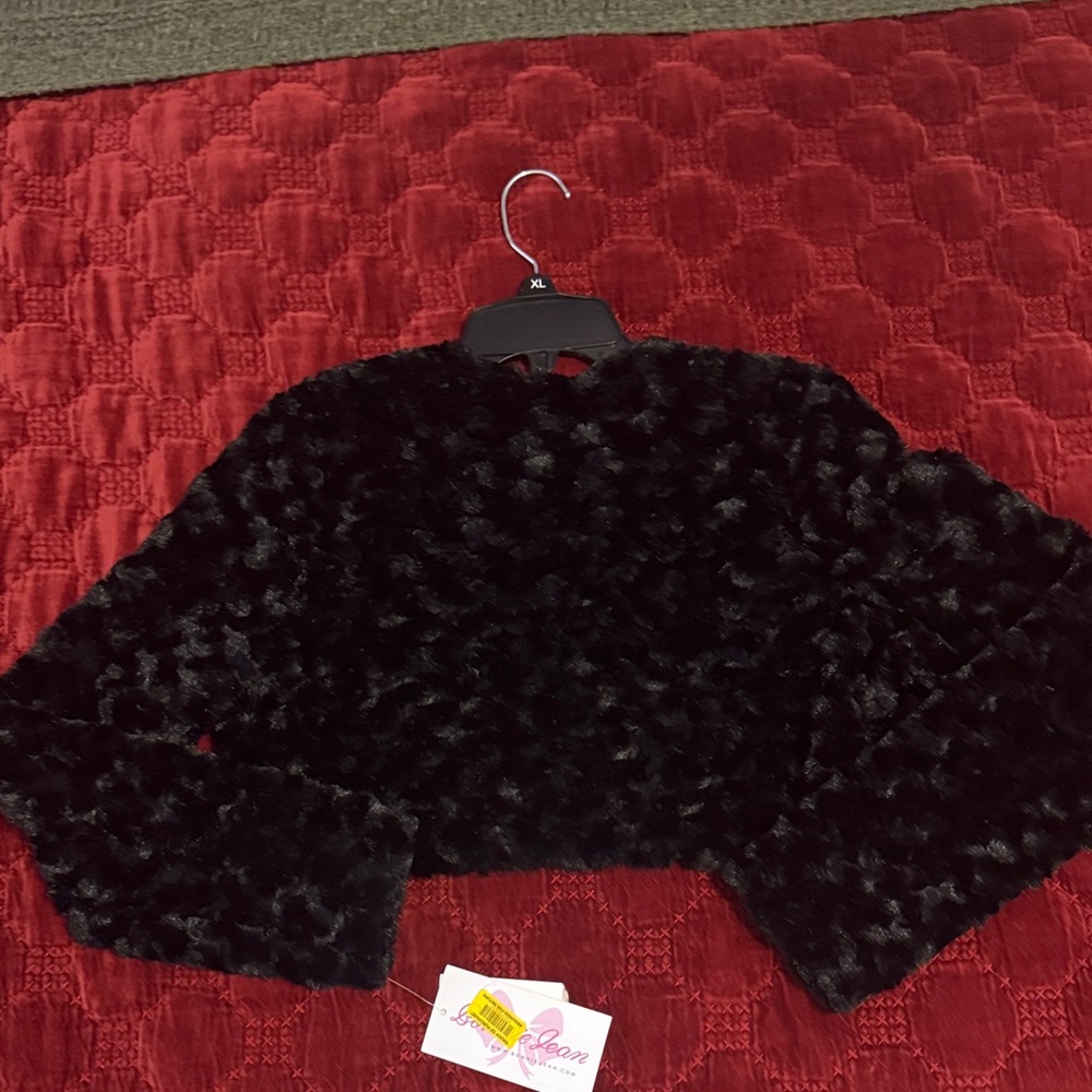 Bonnie Jean Black Faux Fur Jacket - Picture 3 of 3